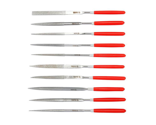 Діамантові надфілі, голки 3х140х50 мм, набір 10 шт. YATO YT-6144