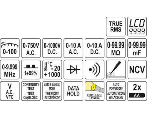 Цифровий вимірювач з автоматичним та ручним управлінням YATO YT-73097