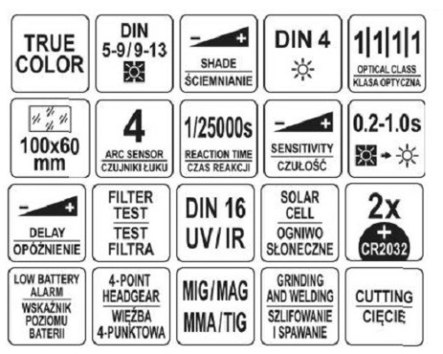 Зварювальна маска з фільтром True Color YATO YT-73934, що автоматично затемнюється