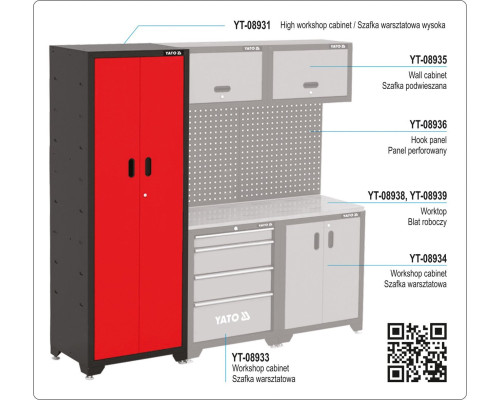 Шафа для майстерні 660x457x2000 мм YATO YT-08931