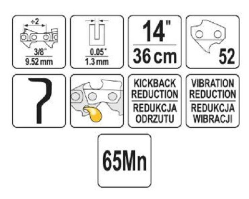Ланцюг для бензопили 14" 3/8" YATO YT-84951