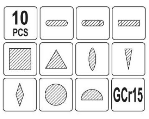 Алмазні надфілі голки 5х180 мм, набір 10 шт. YATO YT-6165