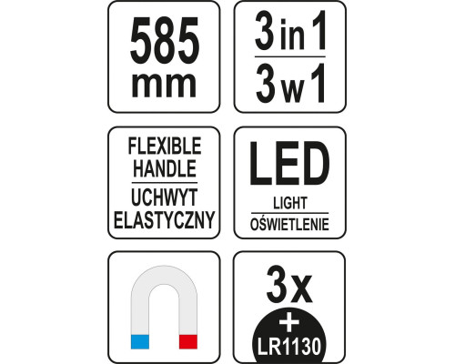 Гнучкий магнітний зажим з ліхтарем LED YATO YT-06613