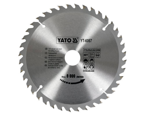 Пиляльний диск WIDIA для дерева 210х40Tх30мм YATO YT-6067