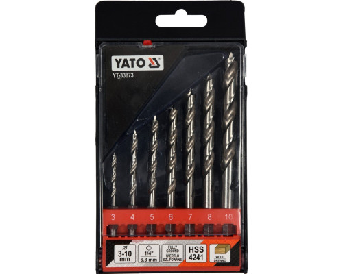 Набір спіральних свердел по дереву 3-10 мм YATO YT-33873