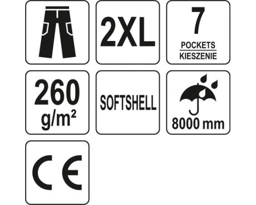 Черные брюки Softshell YATO YT-79434 размер XXL