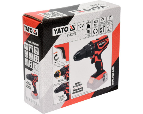 Акумуляторний ударний дриль-шурупокрут YATO YT-82789