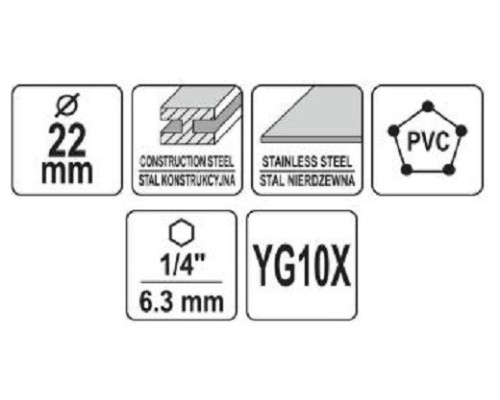 Коронка TCT по металу 22мм YATO YT-44054