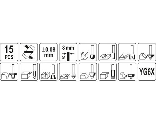 Набір фрез кінцевих по дереву YATO YT-68002