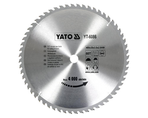 Диск пиляльний з напаяними зубцями із твердих сплавів 400х30 60T YATO YT-6086