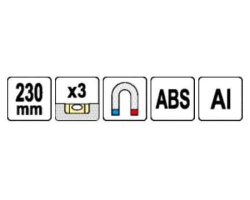 Алюмінієвий рівень 230 мм з магнітом YATO YT-30330