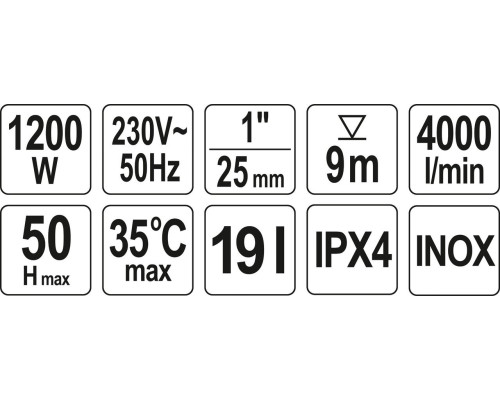 Водяний електричний насос 1200 Вт YATO YT-85370
