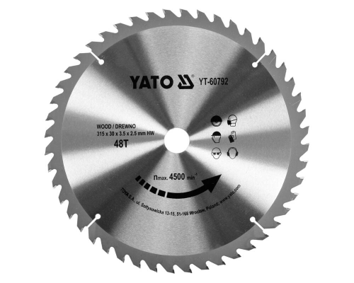 Пиляльний диск WIDIA для дерева 315х48Tх30 мм YATO YT-60792