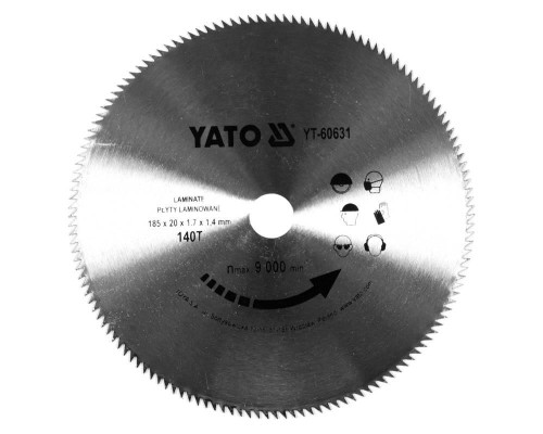 Диск пиляльний по ламінату 185x1.7x20мм 140 зубів YATO YT-60631