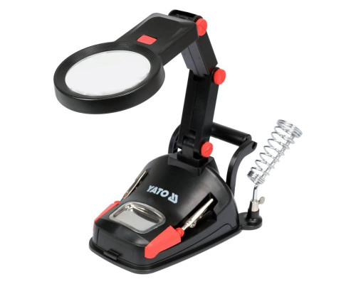 Лупа складана на підставці з двома лінзами і світлодіодним підсвічуванням YATO YT-73861