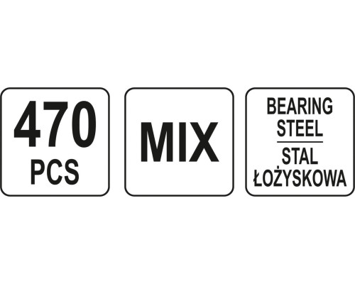 Набір сталевих підшипникових кульок 470 шт YATO YT-06680