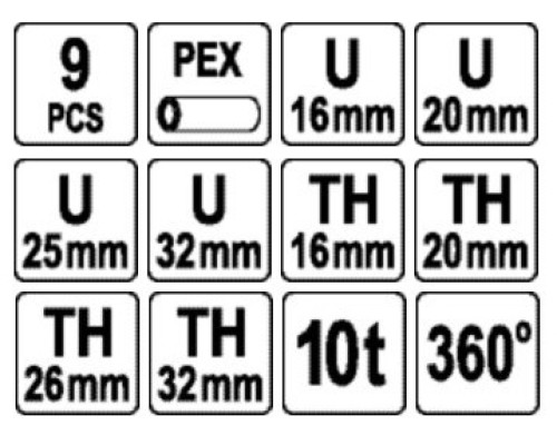 Гідравлічний затискач для труб PEX U/TH16-32 YATO YT-21759