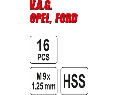 Ремкомплект резьбы суппорта Ford/Opel/VAG 16 эл YATO YT-17700