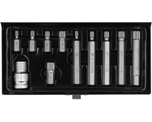 Набір викруткових насадок Spline M5-M12 з перехідником 1/2" 11 шт. YATO YT-0415