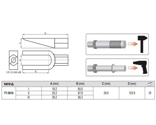 Набір знімачів рульових тяг YATO YT-0616