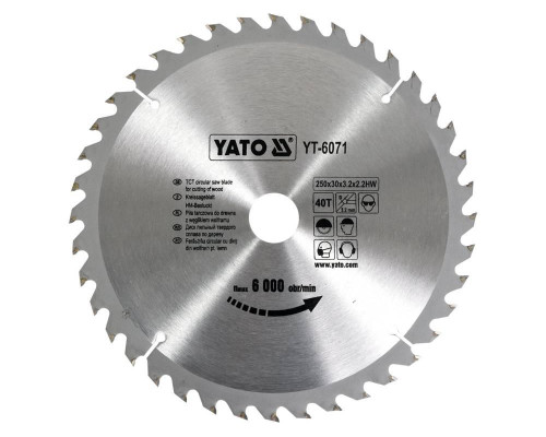 Пиляльний диск WIDIA для дерева 250х40Tх30мм YATO YT-6071