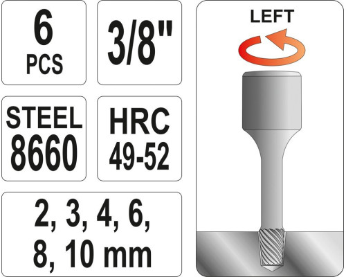 Екстрактори для болтів під тріскачку 3/8'' YATO YT-0623