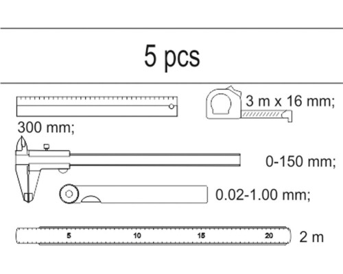 Набір вимірювального інструмента 5 предметів YATO YT-55474