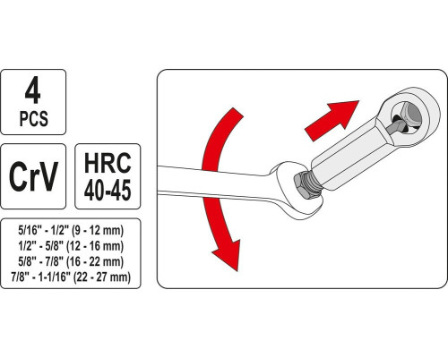 Набір гайколомів 4 предмета (9-27 мм) YATO YT-0585