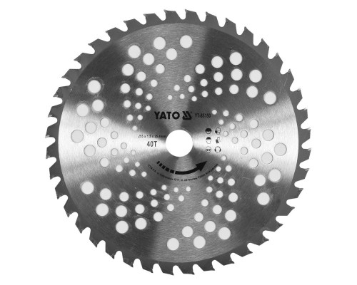 Диск побідитовий для бензокоси 40 зубів (255 х 25,4 х 1,6 мм) YATO YT-85150