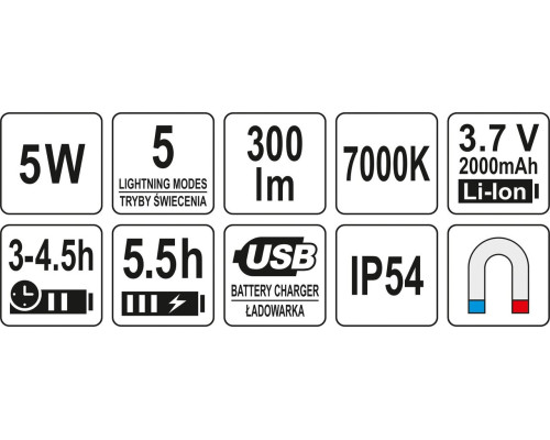 Прожектор переносний з СОВ-діодним випромінювачем YATO YT-81819