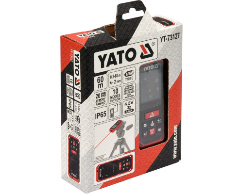 Лазерний далекомір рулетка до 60 м YATO YT-73127
