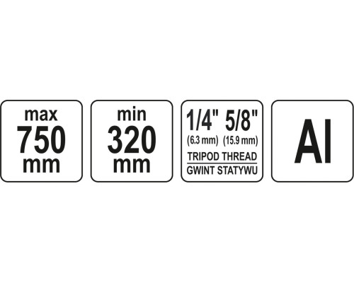 Алюмінієвий штатив 75 см YATO YT-30473