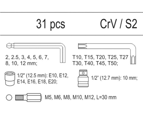 Вставка для ящика з набором інструментів 31 предмет YATO YT-55451