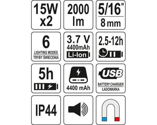 Переносний прожектор з гучномовцем YATO YT-81808