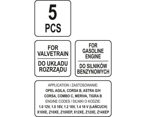 Набір для обслуговування двигунів OPEL 5 ел. YATO YT-06002