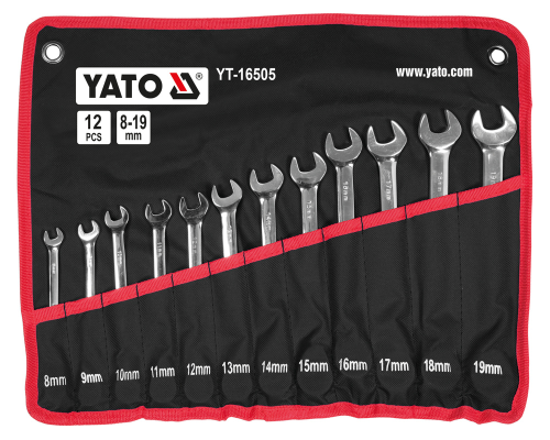 Набор ключей комбинированных с трещоткой, 12 шт. YATO YT-16505