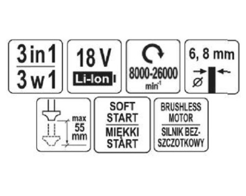 Акумуляторна фрезерна машина 18 В без акумулятора YATO YT-82194