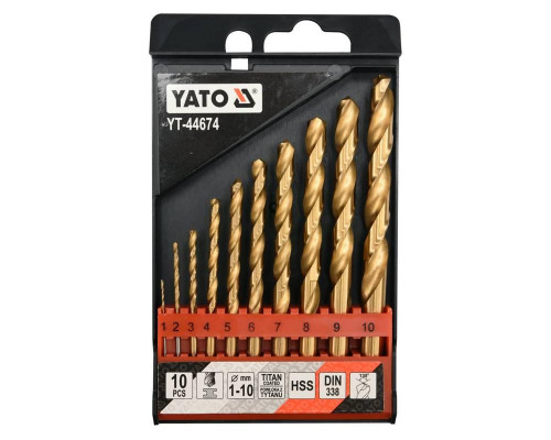 Набір свердел по металу HSS-TiN 10 шт YATO YT-44674