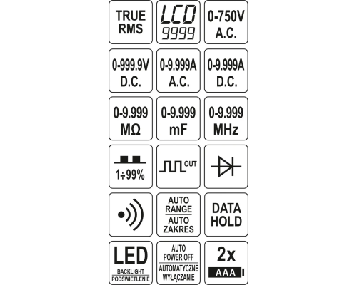 Цифровий мультиметр з РК-дисплеєм YATO YT-73089