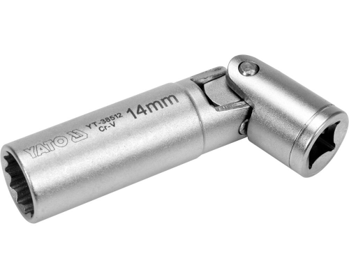 Головка свічкова 12-гранна шарнірна 3/8" 14 мм YATO YT-38512