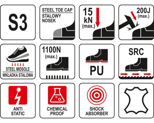 Захисні черевики Gora SERIES S3 YATO YT-80709 розмір 47