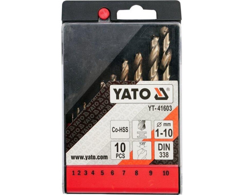 Набір свердел по металу CO-HSS 10 шт YATO YT-41603