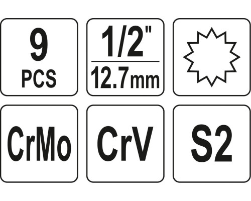 Набір ударних насадок Spline 1/2" YATO YT-10663
