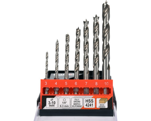 Набір спіральних свердел по дереву 3-10 мм YATO YT-33873