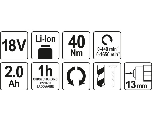 Двошвидкісний акумуляторний шуруповерт YATO YT-82782