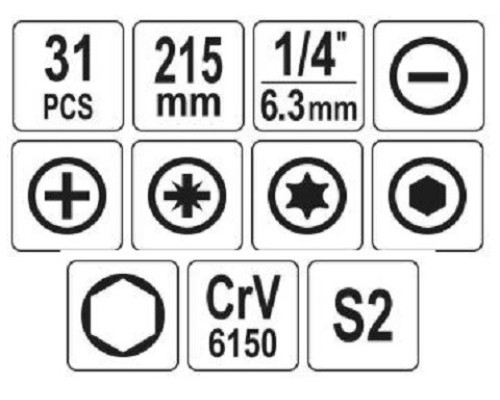 Гнучка викрутка із змінними насадками YATO YT-25972