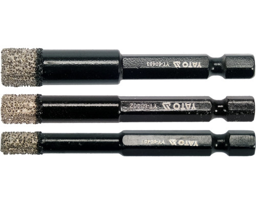 Набір алмазних свердел по кераміці 3 шт YATO YT-60409