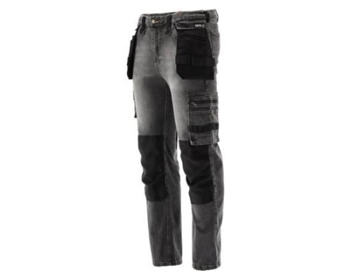 Робочі штани еластичні джинси L/XL сіро-сталевий колір YATO YT-79063