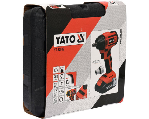 Акумуляторний безщітковий гайковерт 250 Нм YATO YT-82802