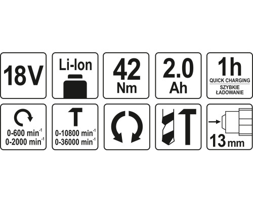 Акумуляторний ударний дриль-шурупокрут YATO YT-82796